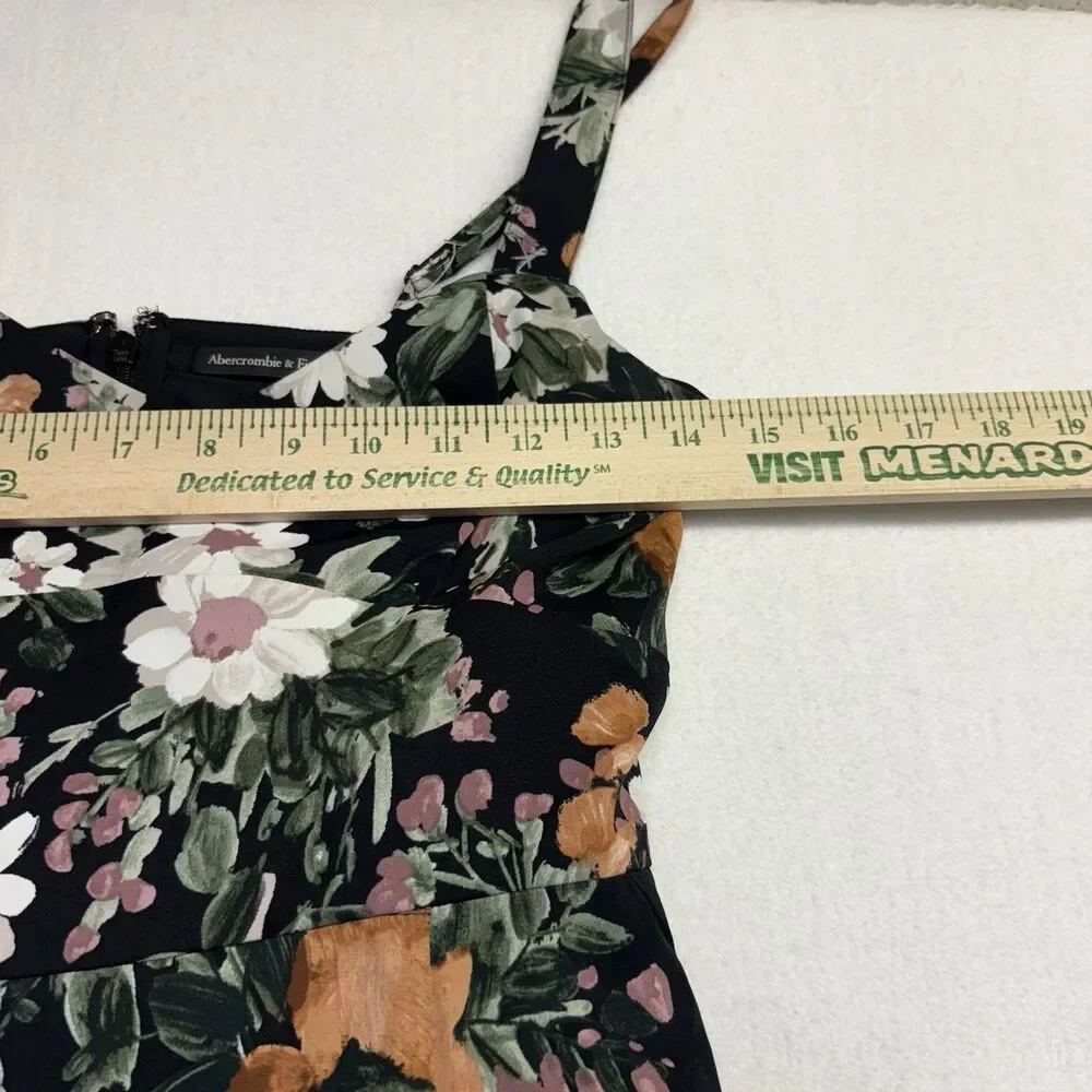 Abercrombie & Fitch Black Floral Ruffled Maxi Dress